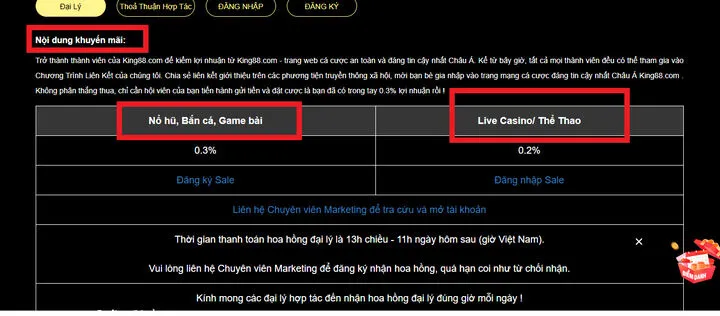 Hoa hồng cho các đại lý king88 và cách thanh toán