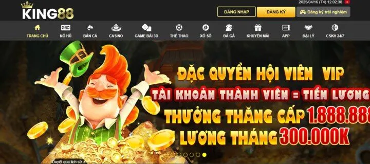Giao diện tổng quan nhà cái King88 uy tín