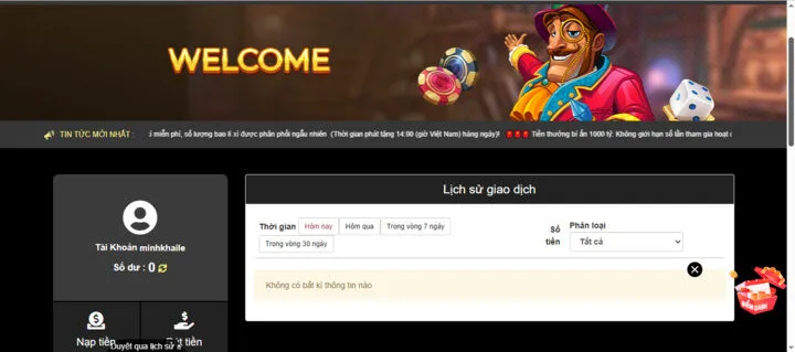 Lịch sử giao dịch nạp tiền King88 được thống kê chi tiết
