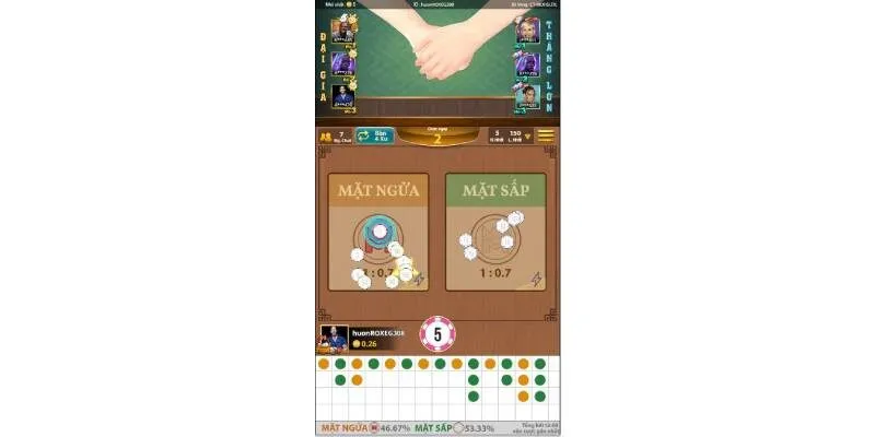 Nhận kết quả và phần thưởng sau lượt tung đồng xu King88